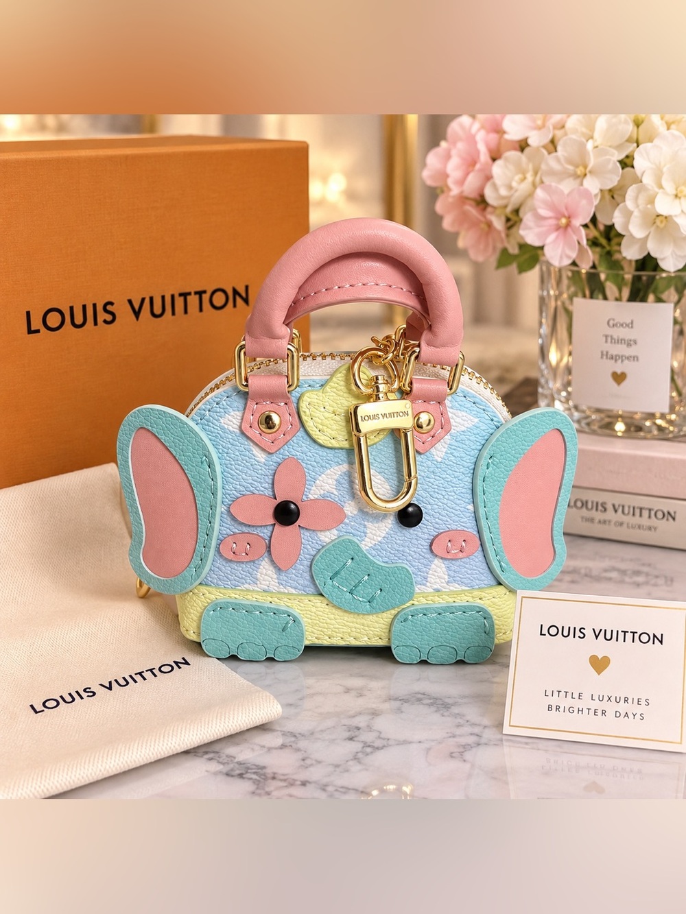 Elephant Mini Bag Charm Monogram Blue